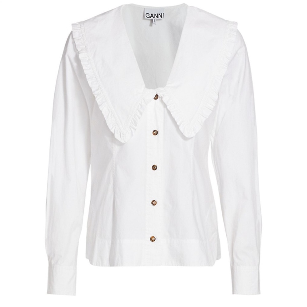 ＄165 Ganni cotton poplin top blouse 38